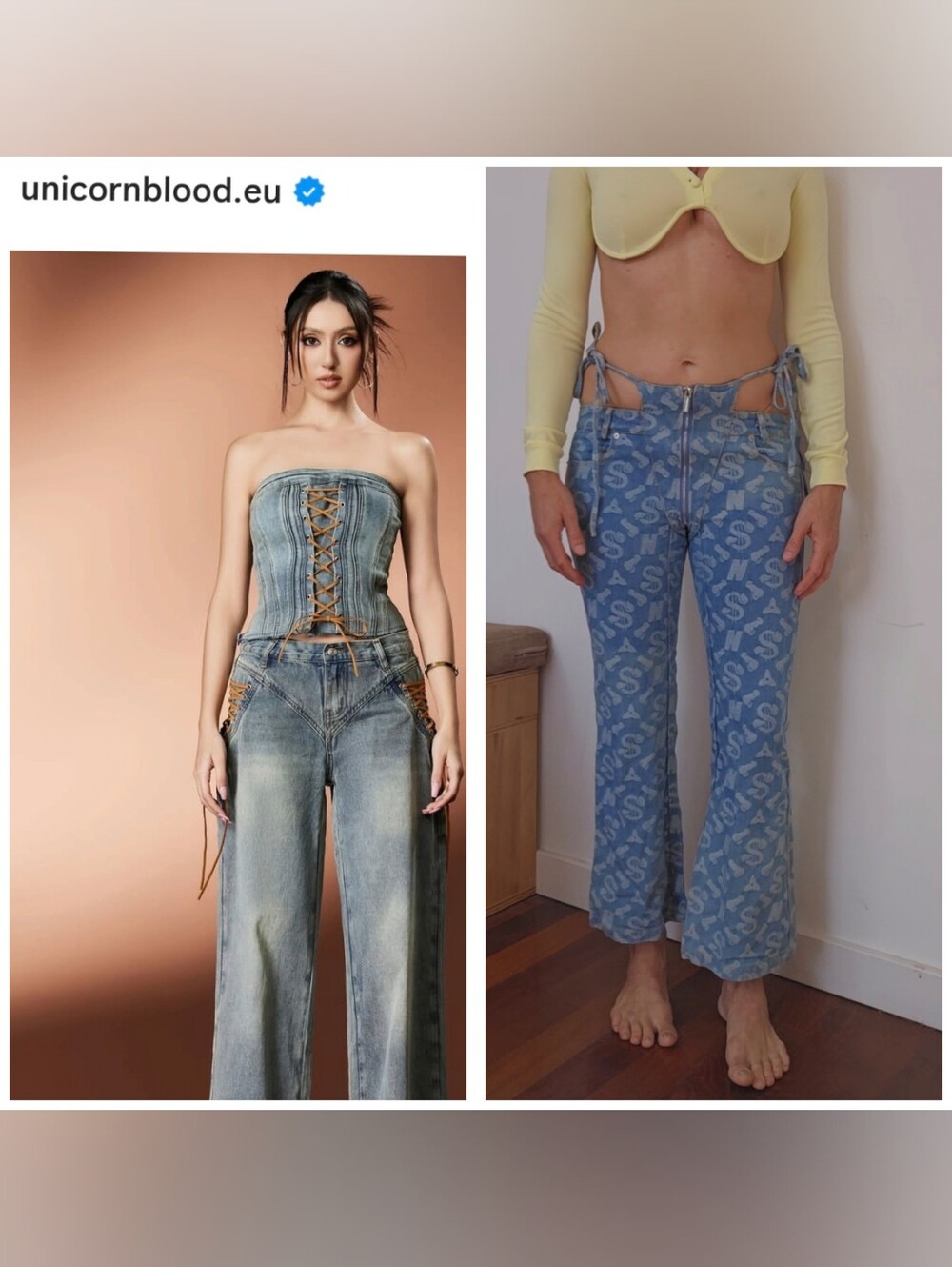 Nwot Unicorn Blood Monogrammed Cut Out G Detail Jeans Denim pants 25